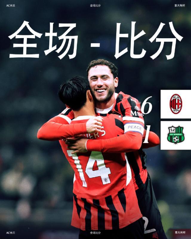 开云体育官网-【意大利杯】丘库埃泽梅开二度，AC米兰6比1萨索洛